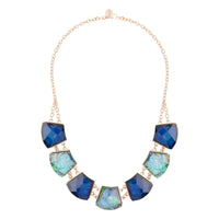 Gold & Blue Faceted Jewelled Necklace - link has visual effect only