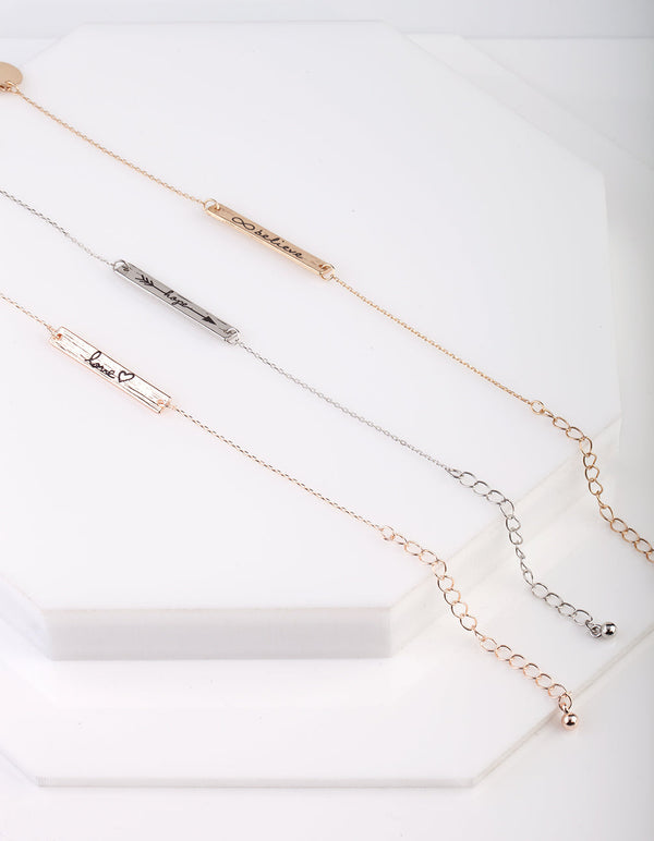 Love, Hope and Believe Message Bracelet 3 Pack