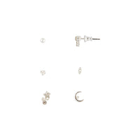 Silver Synthetic Opal Moon Stud Mix Pack Earring - link has visual effect only