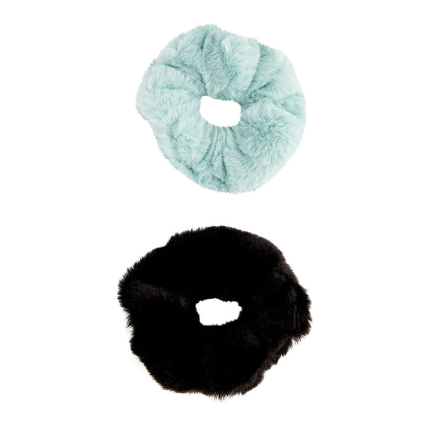Blue Faux Fur Scrunchie 2 Pack
