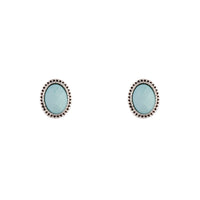 Antique Silver Blue Oval Stud Earrings - link has visual effect only