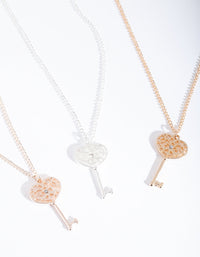 Mixed Metal Key Filigree Necklace - link has visual effect only