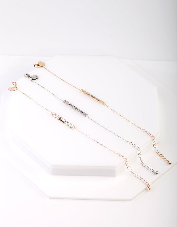 Love, Hope and Believe Message Bracelet 3 Pack