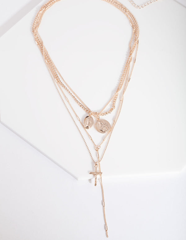 Rose Gold Y Neck Layered Necklace