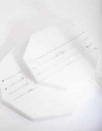Silver Pin Diamante Anklet Bracelet Pack - link has visual effect only