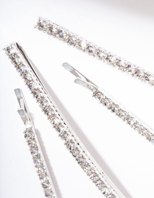 Rhodium Diamante Pin 4 Pack