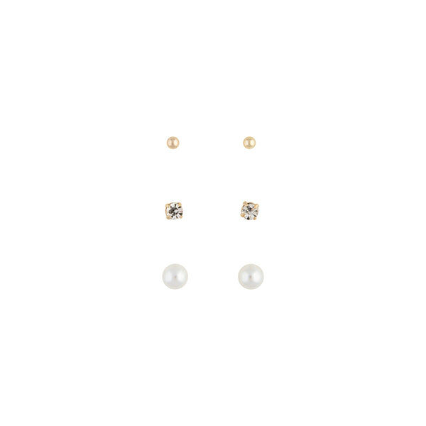 Gold Pearl Mini Diamante Earring 3 Pack
