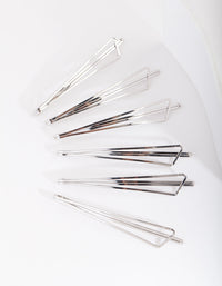 Rhodium Triangle Hair Slide 6 Pack - link has visual effect only