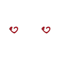 Deep Red Open Heart Stud Earrings - link has visual effect only