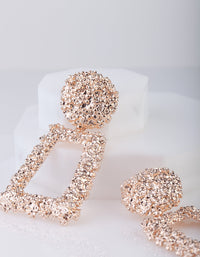 Textured Rose Gold Drop Earrings - link has visual effect only