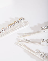 Silver Round-cut Crystal Hair Pin 4 Pack - link has visual effect only
