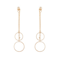 Gold Double Chain And Circle Drop Sandwich Earrings - link has visual effect only