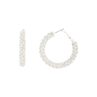 Crystal Encrusted Chunky Silver Hoop Earrings - link has visual effect only