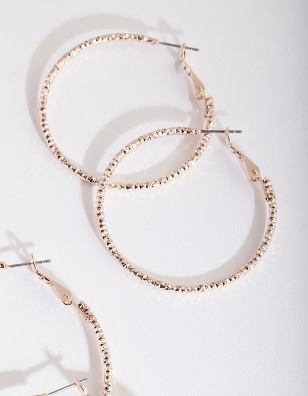 Rose Gold Textured Hoop 3 Pack