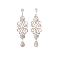 Rose Gold Crystal Bead Filigree Swirl Chandelier Earrings - link has visual effect only