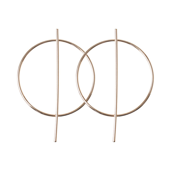 Gold Circle And Bar Statement Earrings