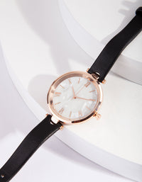 Black Rose Gold Marble Face Watch - link has visual effect only