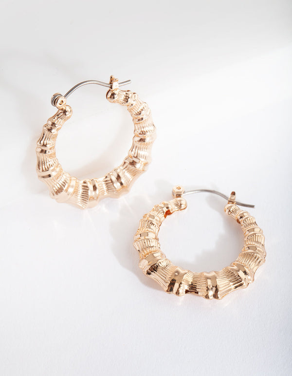 Gold Mini Bamboo Hoop Earrings