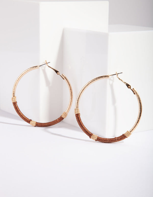 Brown Gold Tonal Wrap Thread Hoop