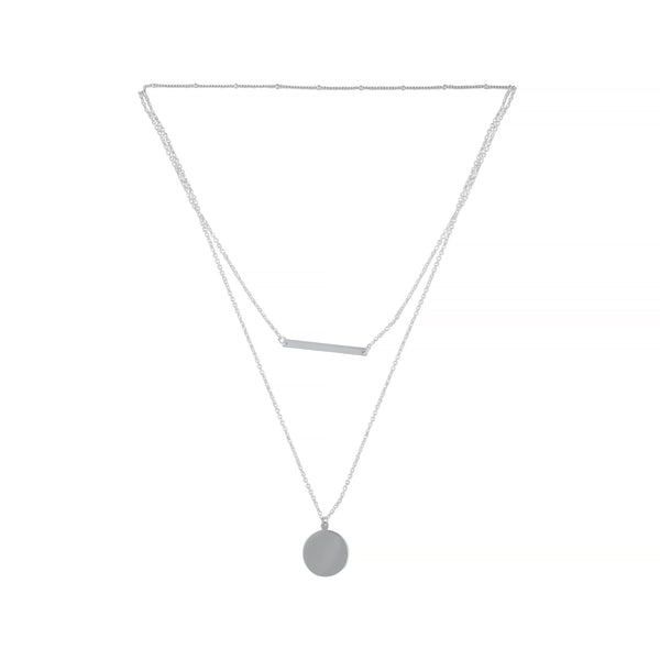 Silver Delicate Triple Layered Disc Bar Station Choker