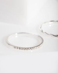 Sterling Silver Cubic Zirconia and Twisted Ring Stack - link has visual effect only