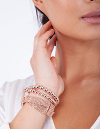 Rose Gold Bead and Mesh Bracelet 3 Pack - link has visual effect only