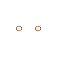 White Round Facet Stud Earrings Gold Border - link has visual effect only