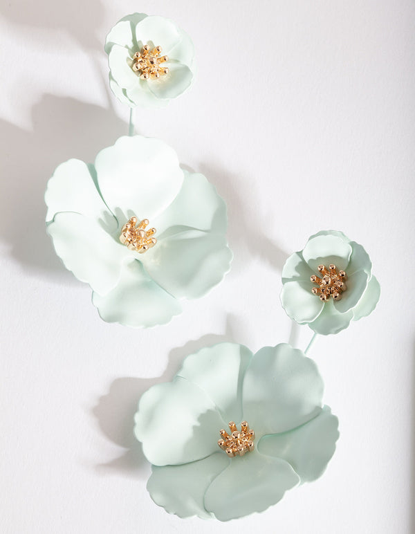 Blue Flower Wrap Earrings