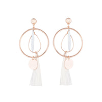 White Rose Gold Feature Hoop Tassel Earrings - link has visual effect only
