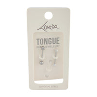Surgical Steel Diamante Clear Tongue Bar 3 Pack - link has visual effect only