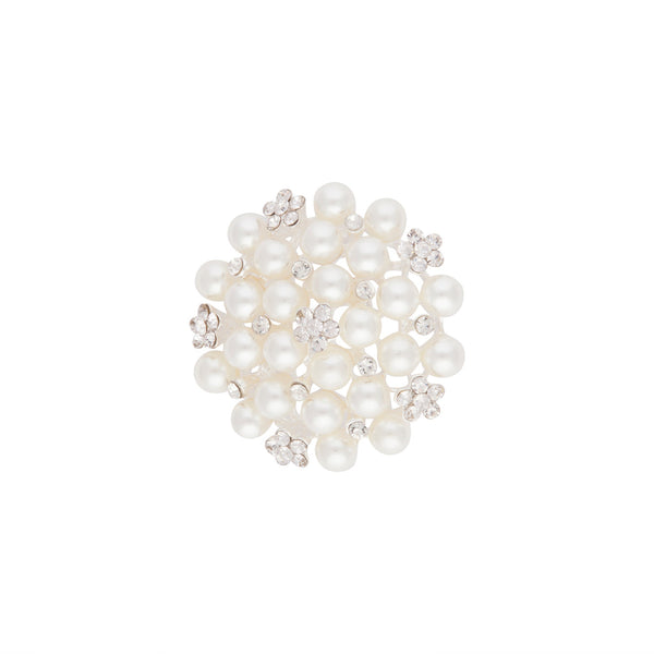 Silver Sparkle Pearl Cluster Brooch