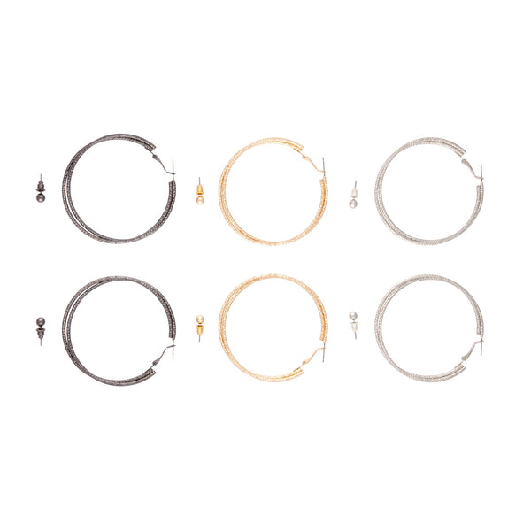 Mixed Metal Stud And Hoop Pack
