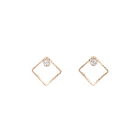 Fine Square Diamante Stud - link has visual effect only