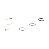 Mixed Metals Nose Ring Stud 6 Pack - link has visual effect only