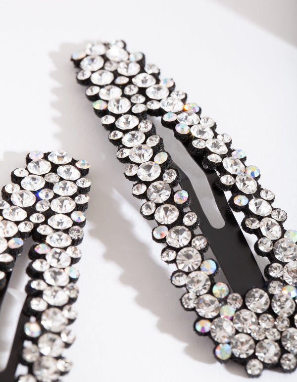 Large Diamante Snap Clip 2 Pack