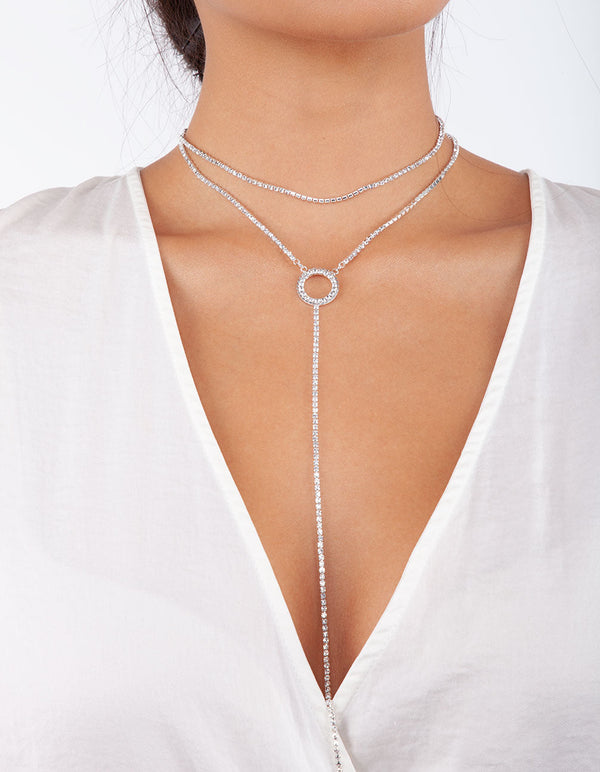 Silver Circle Cup Chain Choker Necklace
