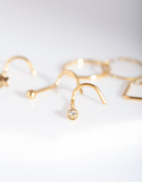 Gold Multi Twist Nose Ring 6 Pack - link has visual effect only