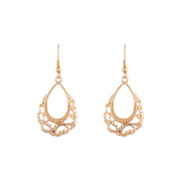 Gold Open Decorative Teardrop Earrings - link has visual effect only