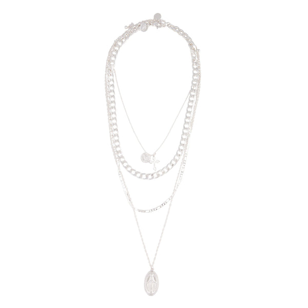 Silver 4 Multi Layered Pendant Necklace