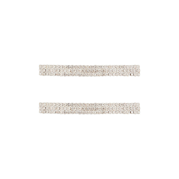 Rhodium Double Diamante Barrette