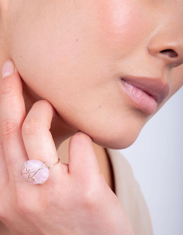 Rose Gold Pink Stone Ring
