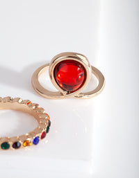 Gold Rainbow Diamante Red Ring Pack - link has visual effect only