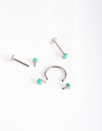 Rhodium Turquoise Flat Back Jewellery 3 Pack - link has visual effect only