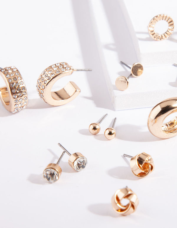 Gold Acrylic Hoop Earring 9 Pack
