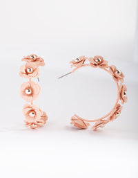 Pink Rose Gold Floral Hoop Earrings - link has visual effect only
