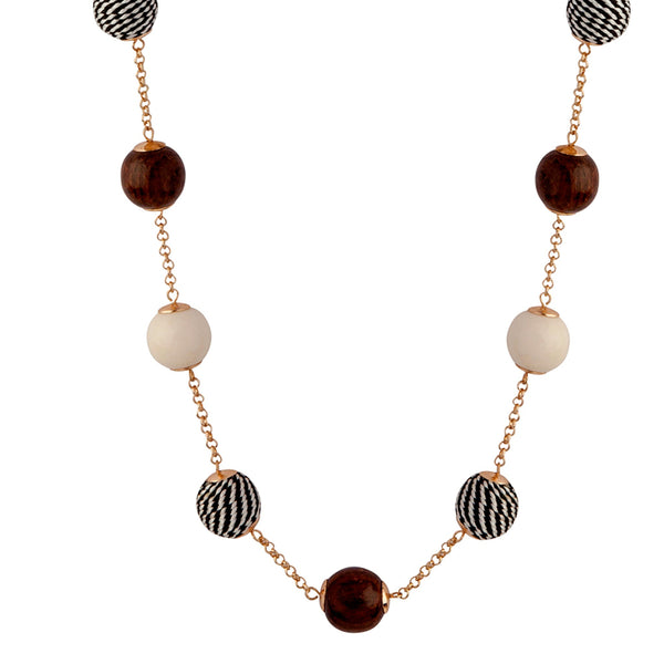Wooden and Textured Wrap Bead Necklace