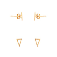 Gold Plated Sterling Silver Bar Geo Triangle Earring 2 Pack - link has visual effect only