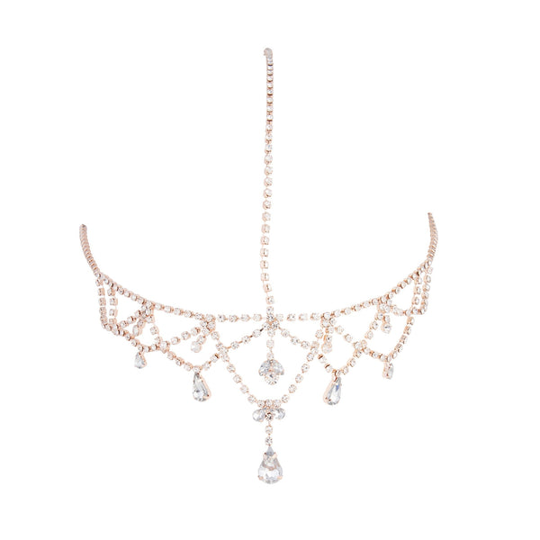 Rose Gold Crystal Jewel Drop Headchain