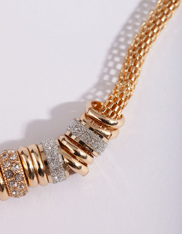Silver Glitter Gold Necklace
