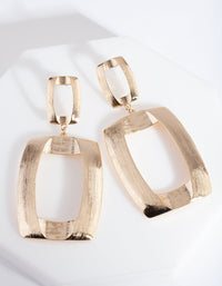 Gouden getextureerde open geometrische oorbellen - link has visual effect only